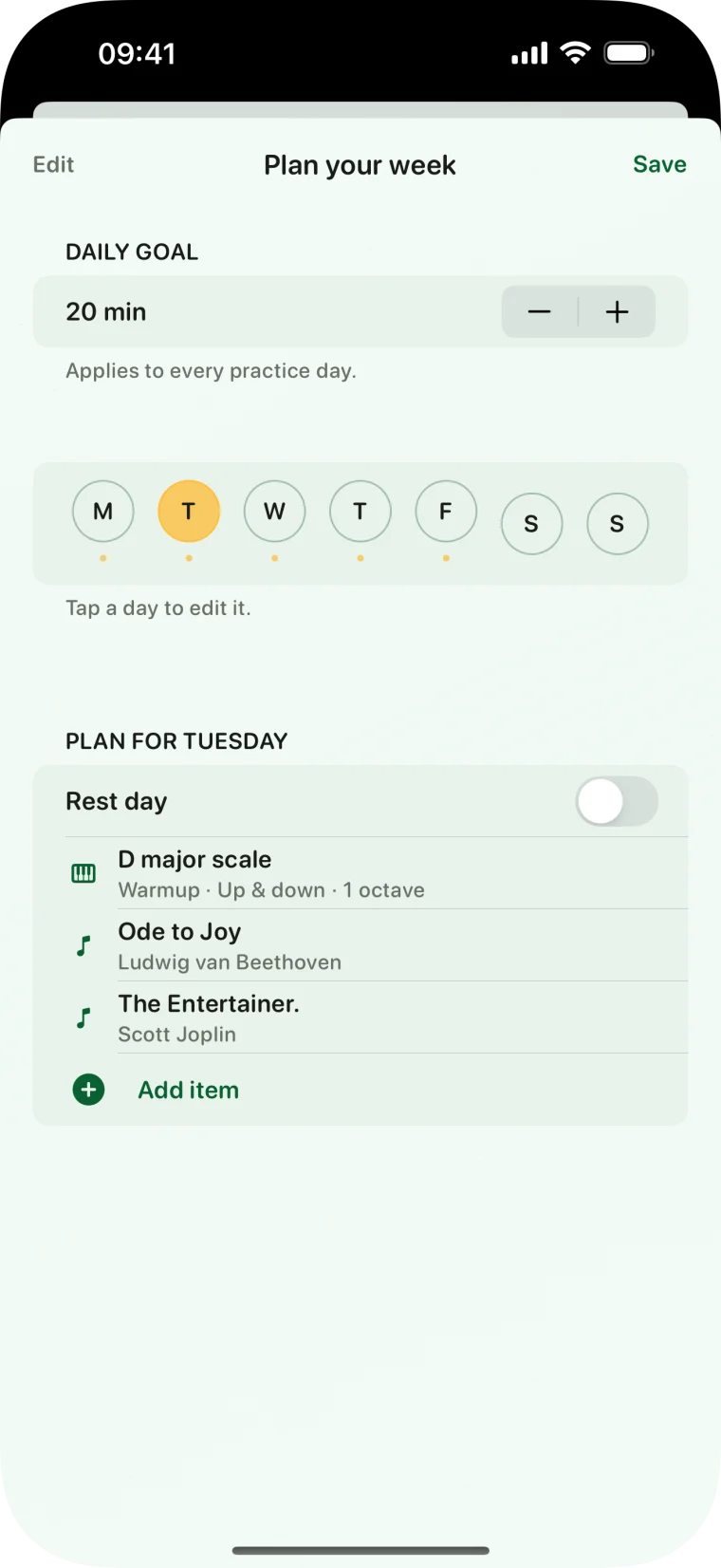 The BetterMuse weekly practice planner